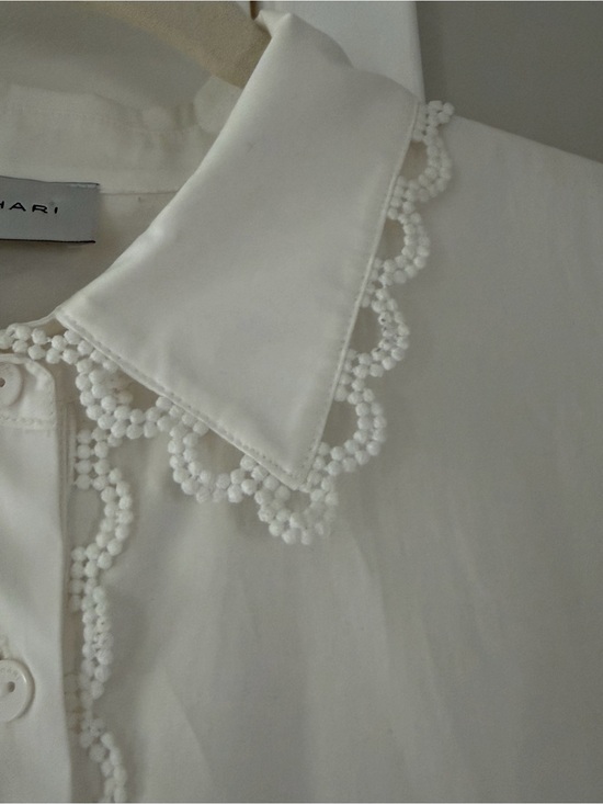 Elie Tahari The Sloane White Lace-Trim Shirtwaist Dress with Belt